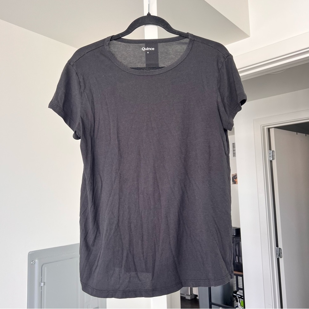 Quince Black Cotton Modal Blend Tee